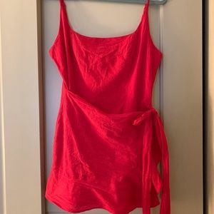 Red wrap dress